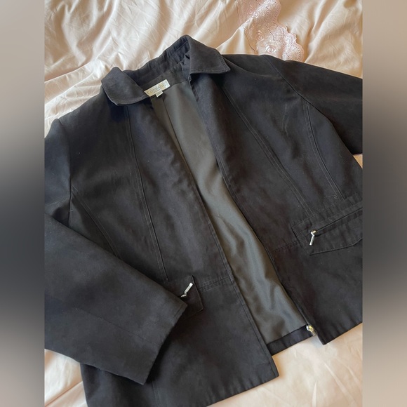 SOLD-Dark Brown Suede Zip up Jacket - Picture 6 of 9